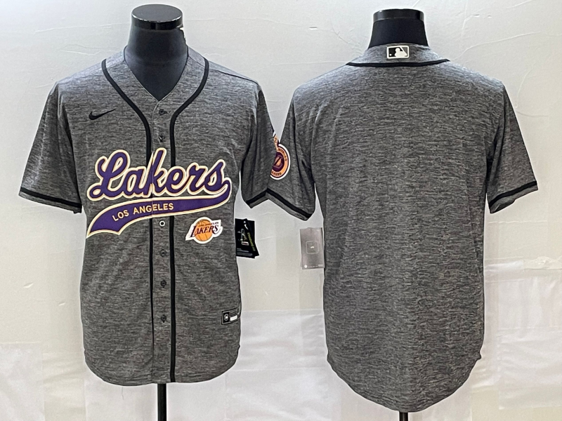 Nike 2023 Men Los Angeles Lakers blank Grey NBA Jersey 2024112002->los angeles lakers->NBA Jersey